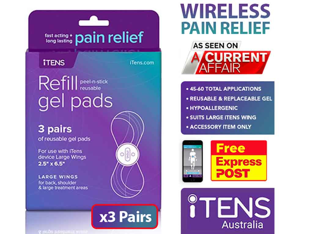 A pack of refillable gel pads for TENS with necessary information