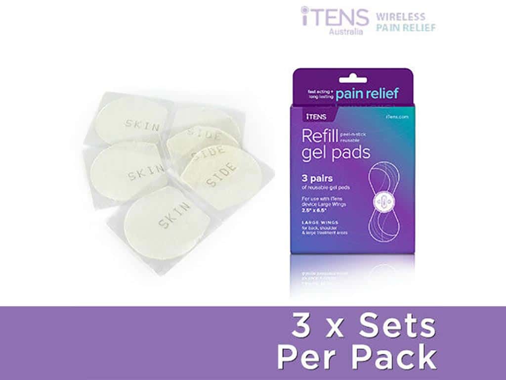 A box of refill gel pads with three sets per pack